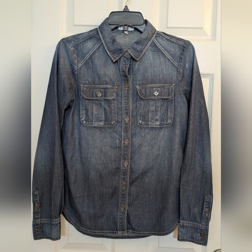 PAIGE Button Down Denim Shirt Sz XS